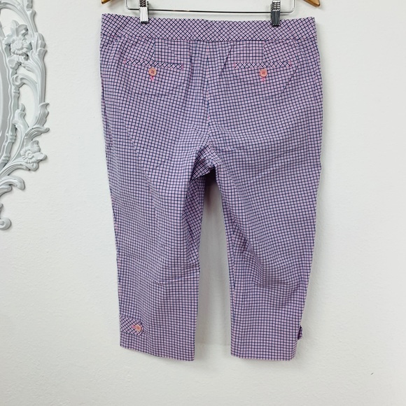 Talbots / Blue Pink Square Pattern Capri - Picture 3 of 8